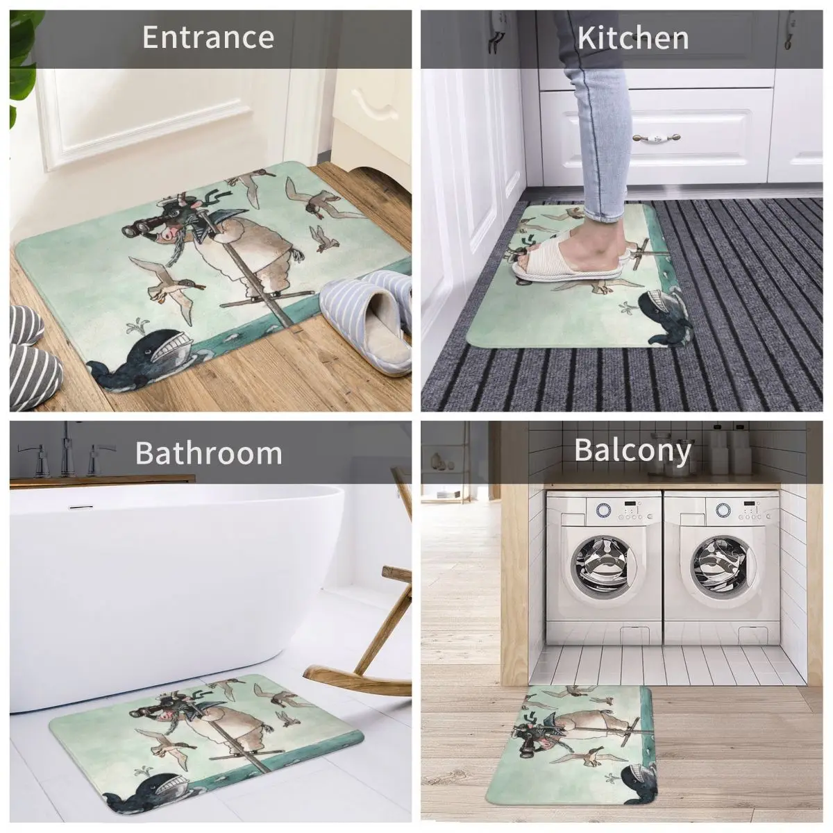 Напольный коврик для кухни козий матрос на мачте и выглядит берегу моря