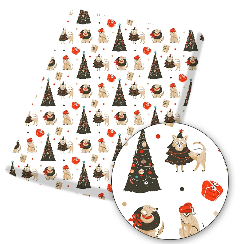 

Christmas Santa Reindeer Christmas Tree Polyester Cotton Fabric For Tissue Sewing Quilting Needlework Material DIY Handmade 1Pc