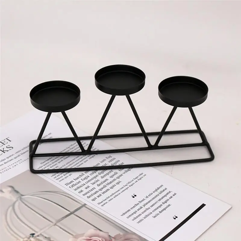 

Northern Europe Creative Romantic Candlestick Three-Headed Candle Cup Iron Candle Holder Metal Decoration For Table Home Wedding