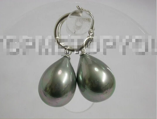 Бесплатная доставка WOW 15X12 мм серые висячие серьги с жемчугом 925SS Стерлинговое