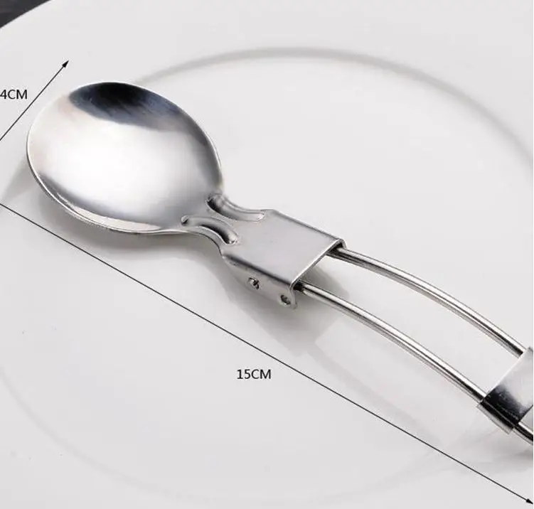 Kaufen 200 Stücke Neue Outdoor Camping Wandern Edelstahl Metall Gabel Löffel Geschirr Cookout Picknick Faltbare Folding Spork Großhandel