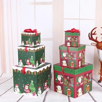 3 sizes creative diy christmas decorative gift box santa claus snowman new year cartoon candy wrapping nesting cardboard box