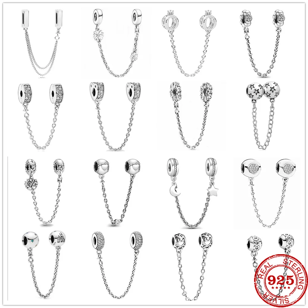 Женская цепочка из серебра 925 пробы с подвесками в виде Луны цветка бабочки