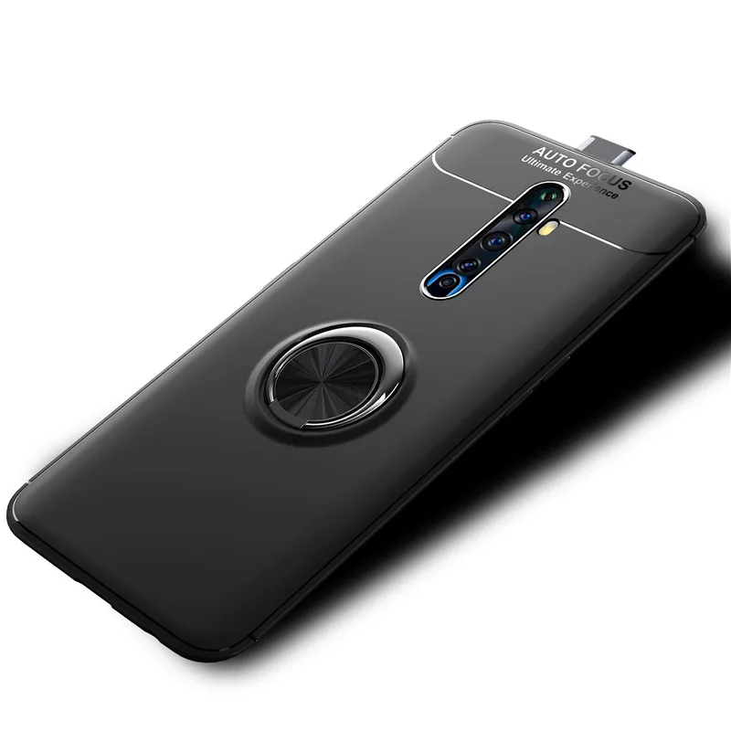 Для Realme X2 Pro Чехол из мягкого ТПУ силикона металлическое кольцо на палец матовая задняя крышка для OPPO Realme X2 чехол противоударный чехол