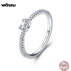 Женское кольцо с кристаллом WOSTU, модное кольцо из стерлингового серебра 925 пробы с цирконием для свадьбы, CQR524