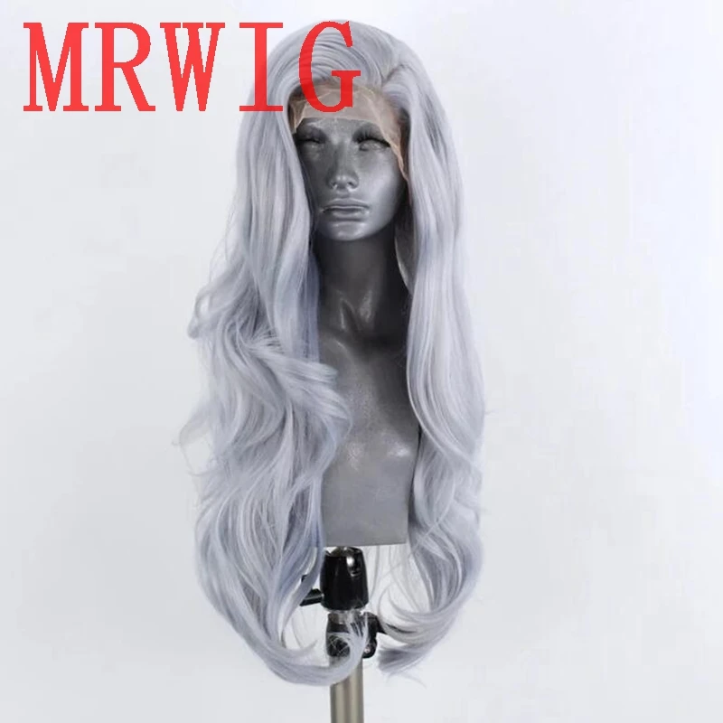 MRWIG бесплатная часть длинные волнистые синтетические Glueless передний кружевной