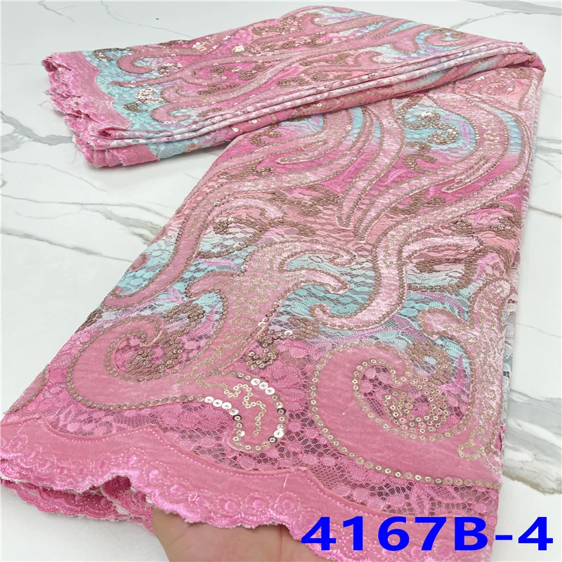 

Последний африканского розового бaрхaтныe лeггинсы ткань Embroiderey Камень Тюль, состоящий из выпуклых кружевных элементов для нигерийских Свад...