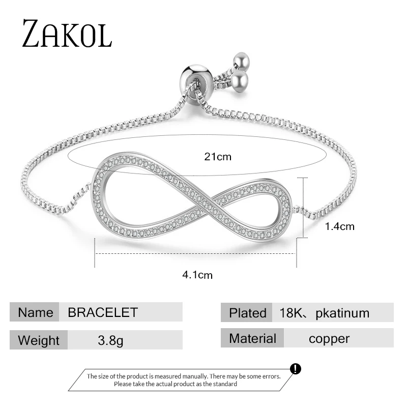 ZAKOL Модные кубический циркон регулируемые браслеты и браслет для женщин модные