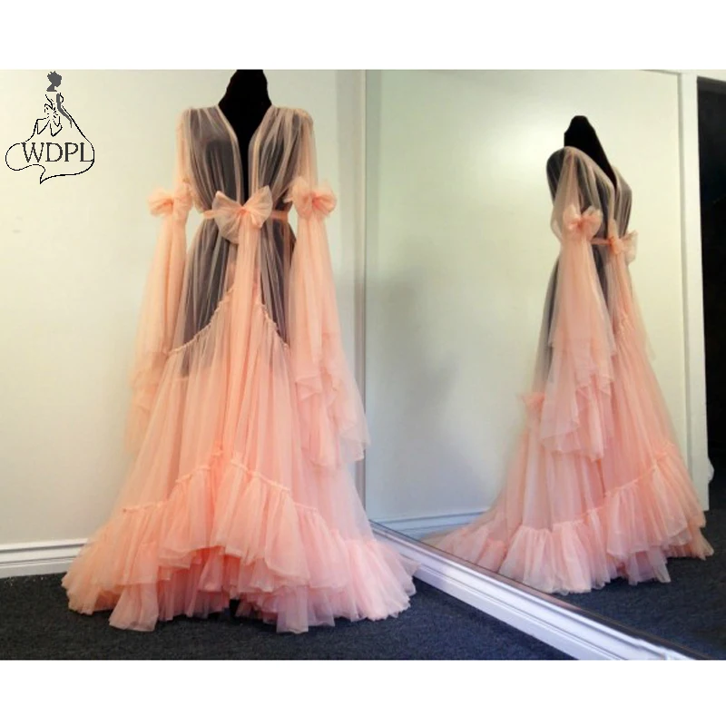 Красивые роскошные пышные халаты длиной до пола макси халат для беременных