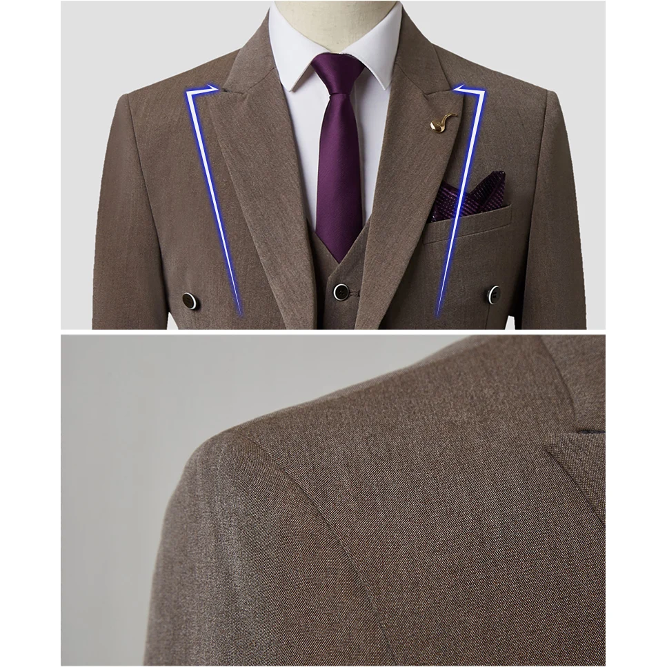 Мужской деловой костюм N &amp B двубортный смокинг блейзер 3 предмета (пиджак + жилет