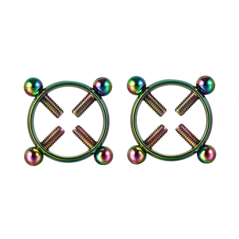 2 шт. поддельных колец на соске без прокалывания груди, винтовой крепеж из нержавеющей стали, модное украшение для тела для сексуальных женщин, подарок ювелирных изделий.