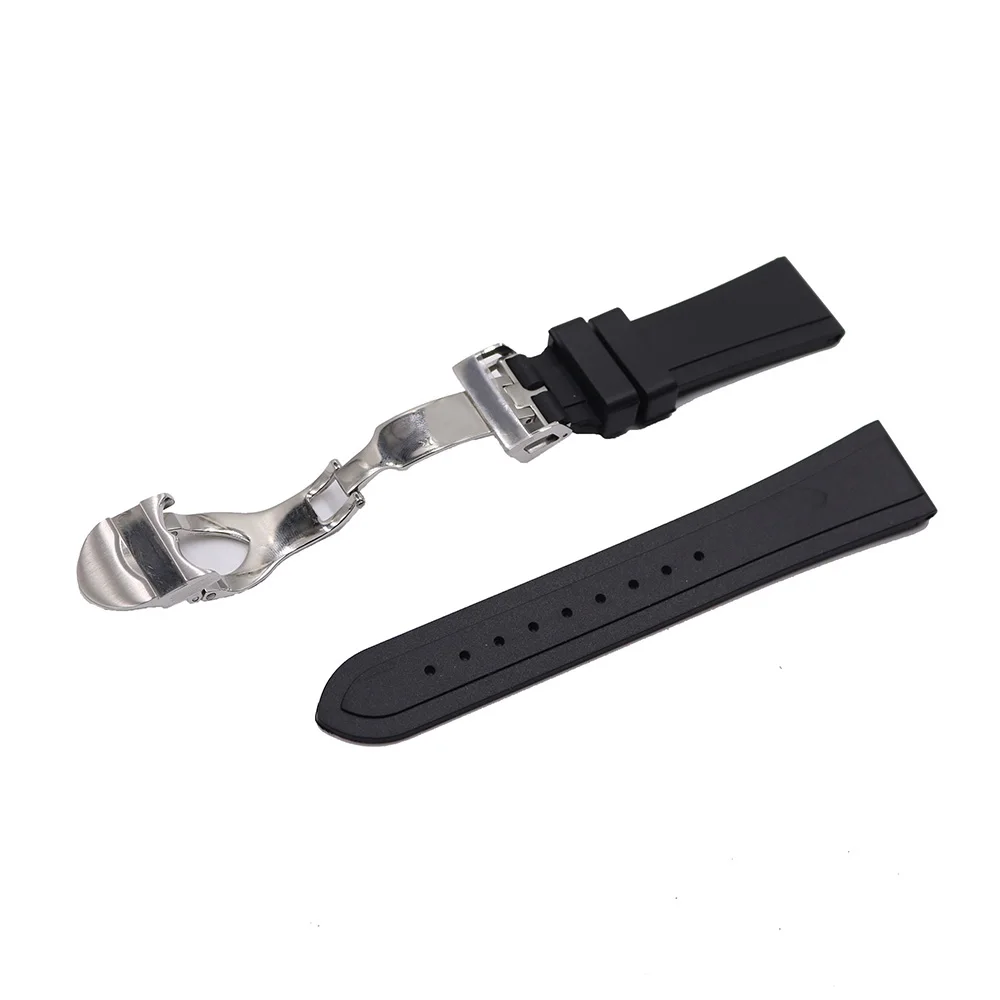CARLYWET 22mm High Quality Waterproof Silicone Rubber Replacement Wrist Watch Band Strap with Silver Black Clasp For Tudor | Наручные