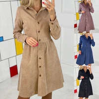 women solid buttons pockets long sleeve dress solid color everyday simple elegant sashes all match womens vintage harajuku dress
