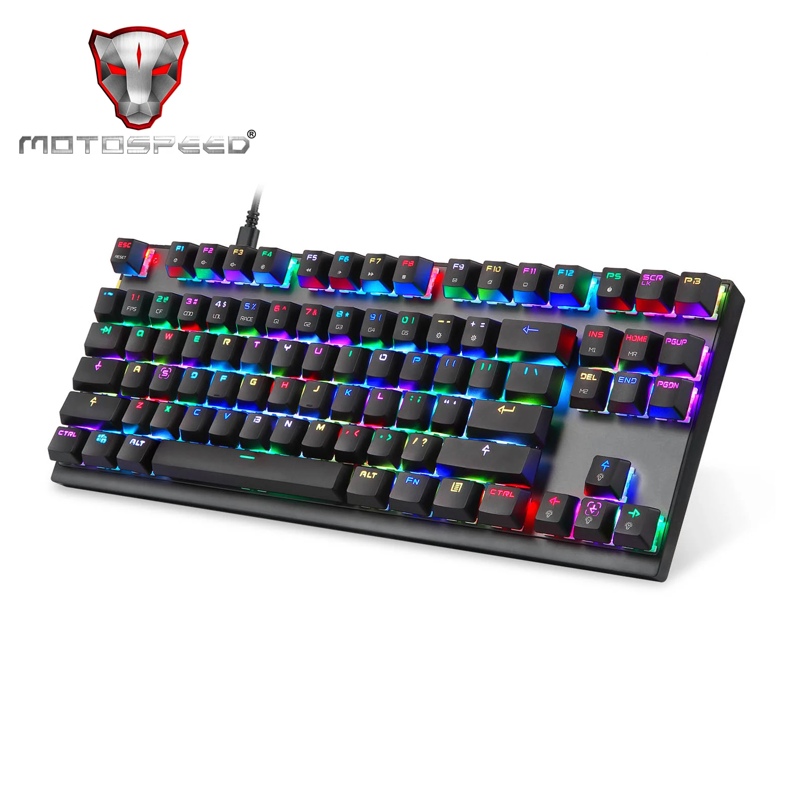 MOTOSPEED клавиатура CK82 механическая 87 клавиш RGB игровая с OUTMU Red Switch мультимедийные