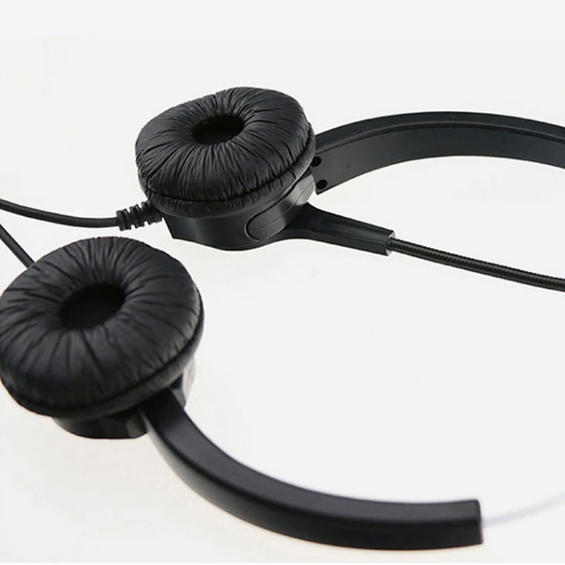 

4-Pin RJ9 Call Center Noise Cancelling Corded Binaural Headset with USB2.0 SCART Capture Card Game Live Recording