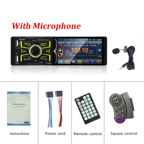 With Microphone Автомагнитолы Camecho 4,1 дюймов Авторадио с сенсорным экраном Bluetooth Авто Аудио Стерео FM USB SD один Din микрофон универсальный автомобильный стерео - Цвет: With Microphone