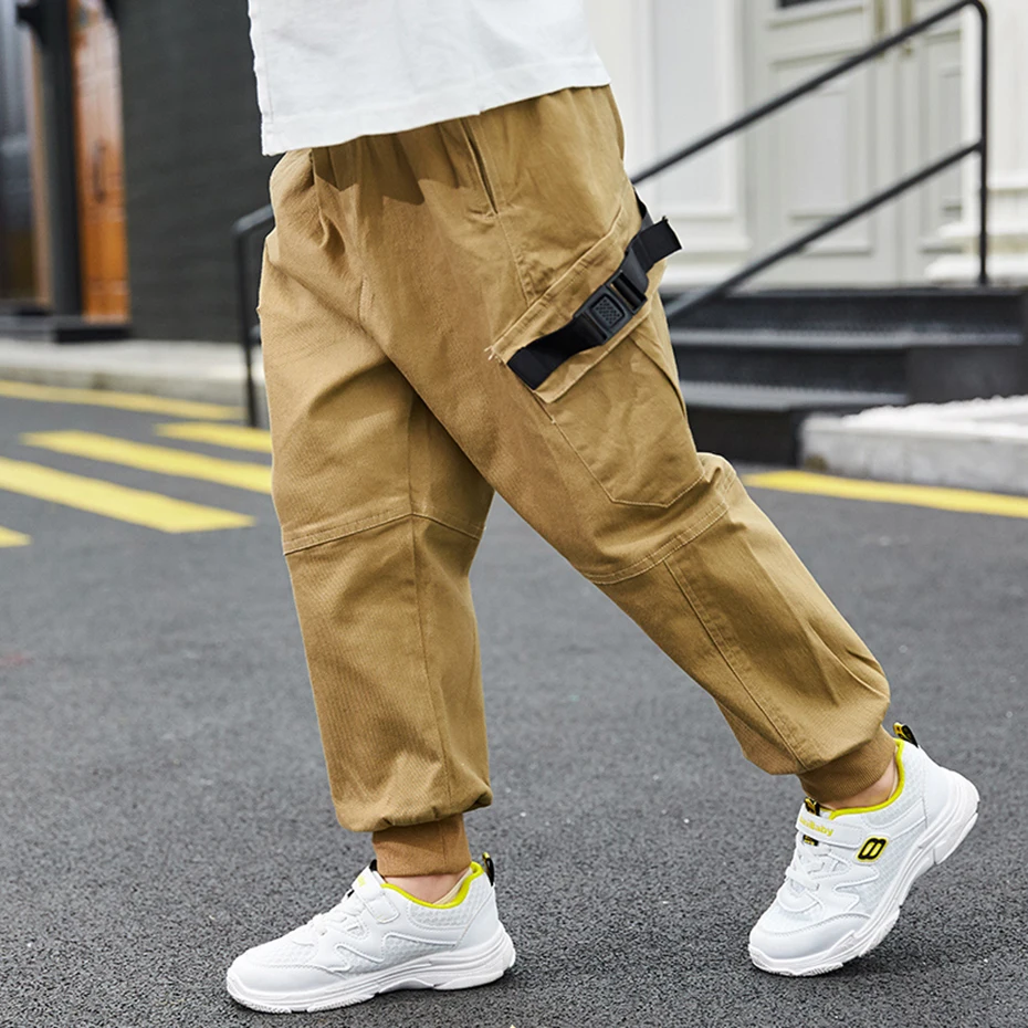 Штаны для мальчиков модные брюки-карго с эластичной резинкой на талии детские