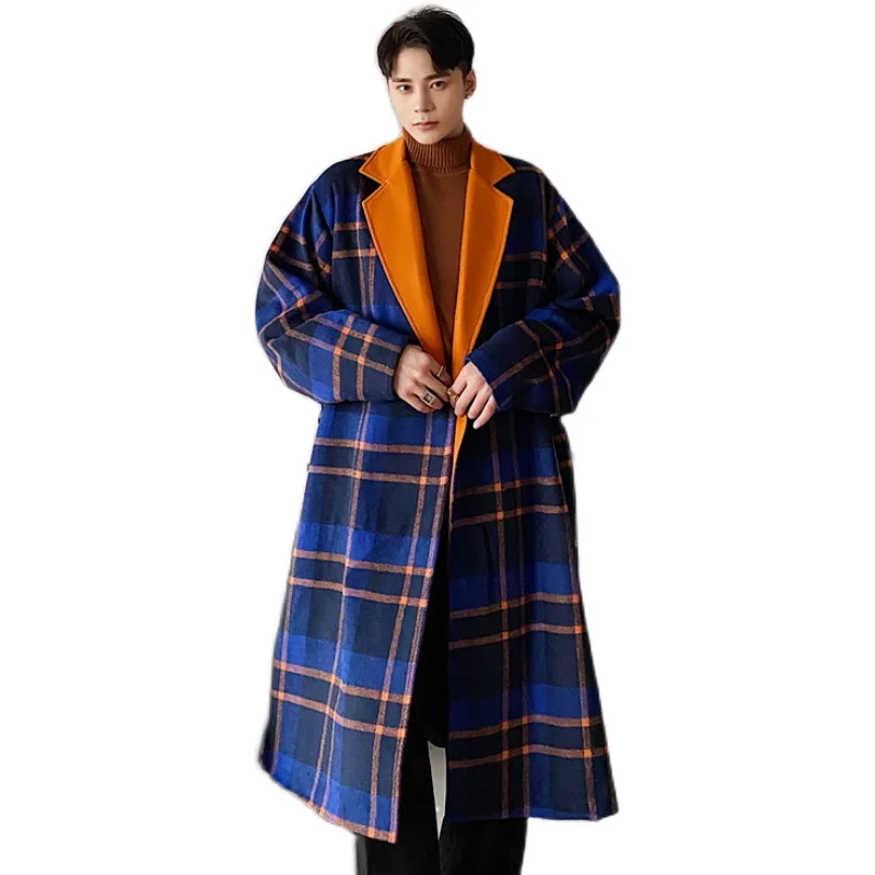 Мужской повседневный свободный шерстяной тренчкот в стиле ретро на осень и зиму