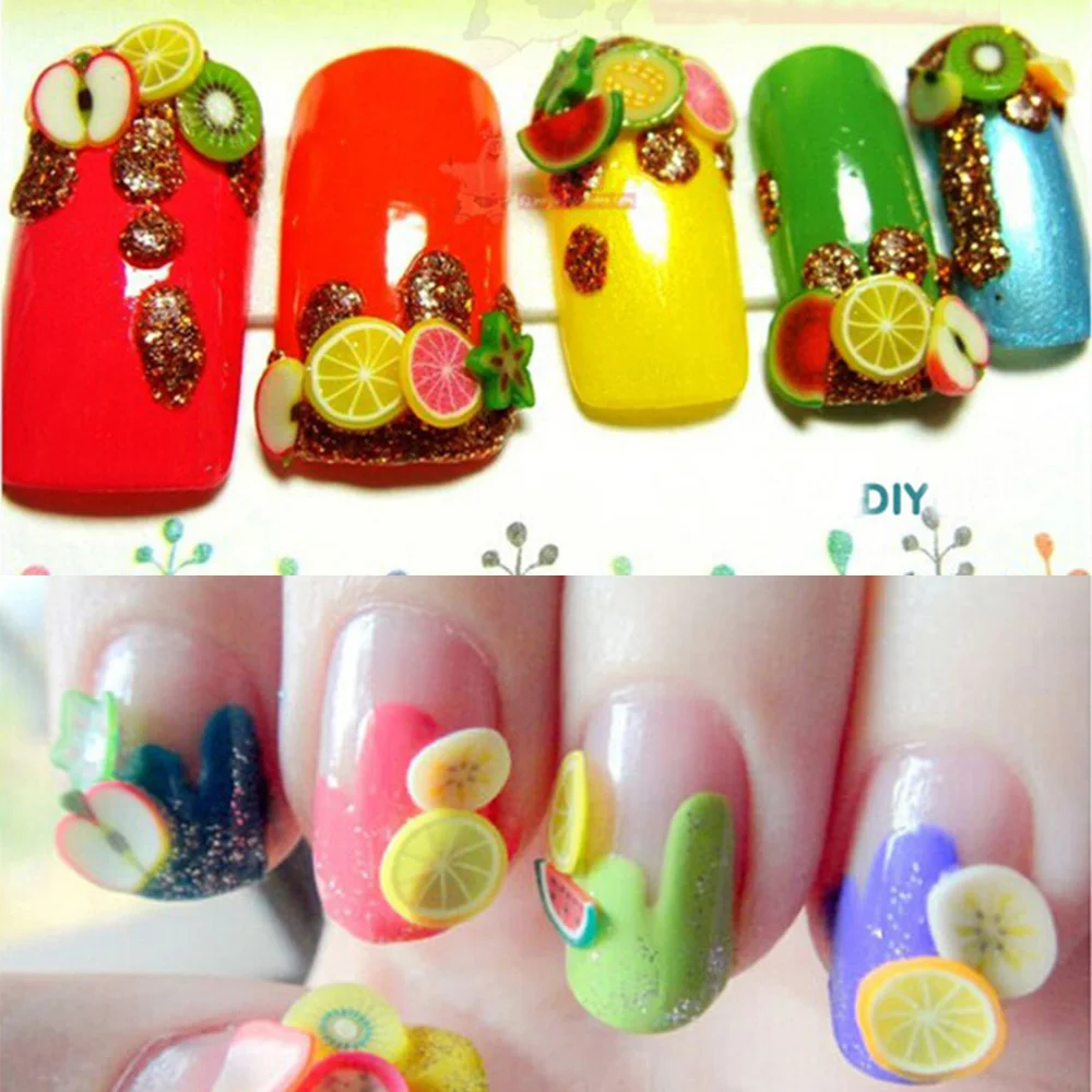 3D Полимерная глина Слайдеры для ногтей в виде фруктов украшения акриловых