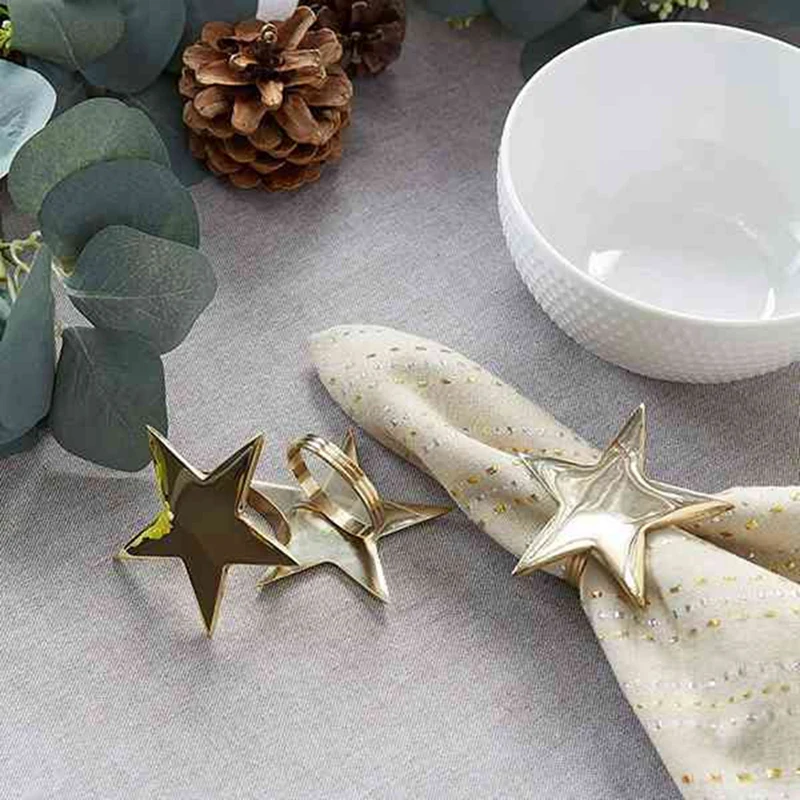 

12 Pcs Five-Pointed Star Napkin Ring,Christmas Napkin Ring Suitable for Holiday Parties,Dinners,Wedding Receptions,Etc
