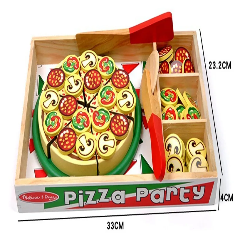 

Simulation Toy Play House Pizza Cake Children Educational Enlightenment Wooden Fruit Refreshment Surprise Birthday Pretend Toy