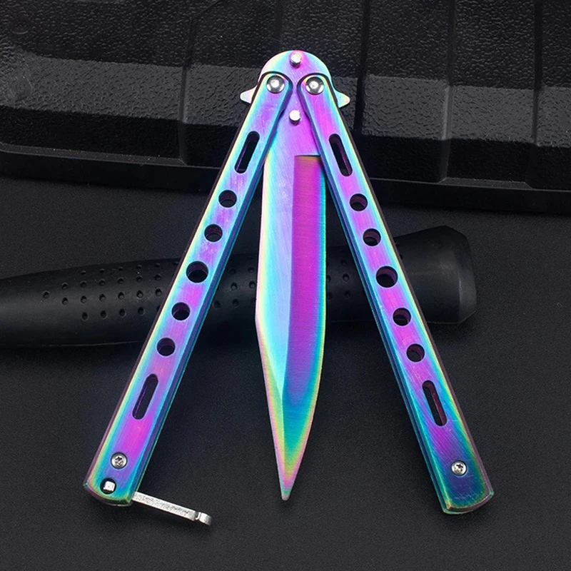 

Foldable Knife Stainless Steel Practice Training Knife Tool Training Knife Without Edge Blunt Camping Tool Flip Deformation