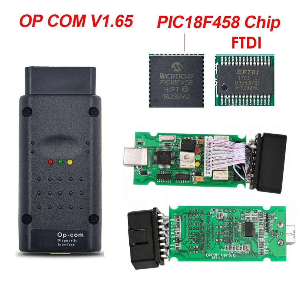 

op com V1.65 V1.7 V1.99 with PIC18F458 FTDI op-com OBD2 Auto Diagnostic tool for Opel OPCOM CAN BUS V1.7 can be flash update