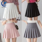 Короткое платье в клетку для девочек, с высокой талией, плиссированная теннисная юбка, Униформа с внутренними шортами, трусы для бадминтона, черлидера