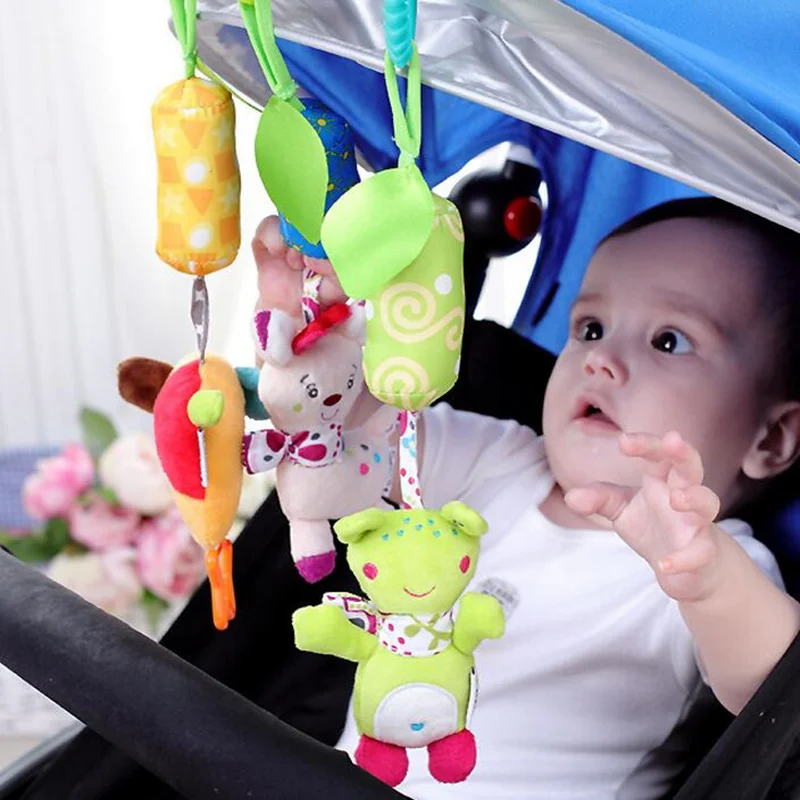 

Kids Cartoon Rattle Hand Bell Baby Toy Animals Plush Stroller Development Toys Mobile Infant Bed Chimes Rattles Bell Toy