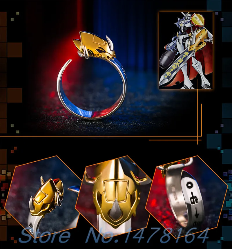 Аниме Приключения Дигимонов три WarGreymon MetalGarurumon Omegamon 925 пробы Серебряное кольцо