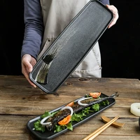 black rectangle ceramic dish japanese sushi dishes kitchen restaurant steak plate party dessert plate
