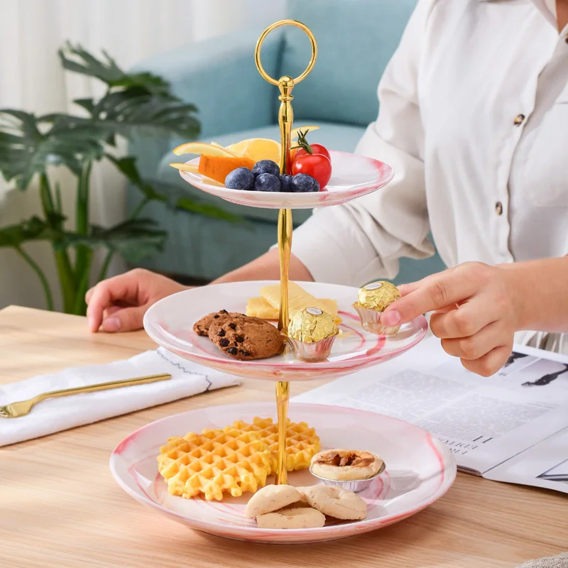 Фруктовые Тарелки для закусок 3 слоя Европейский костяной Китай Мраморная