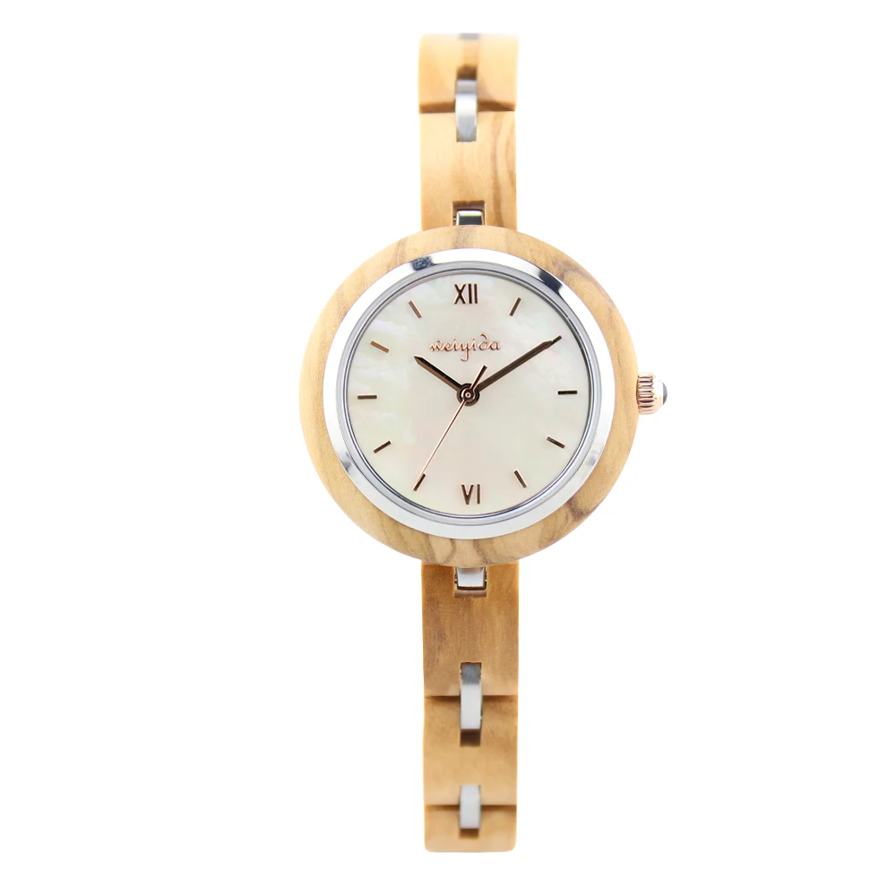 צמידים לנשים NEW Women Watch Steel + Wood Strap waterproof  luxurious Quartz Watch Watch Wood Ladies Watch  relogio