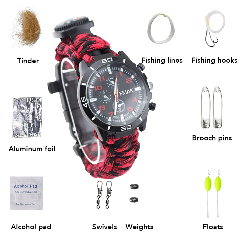 16 в 1 военный аварийный Паракорд Браслет Открытый кемпинг компас для выживания