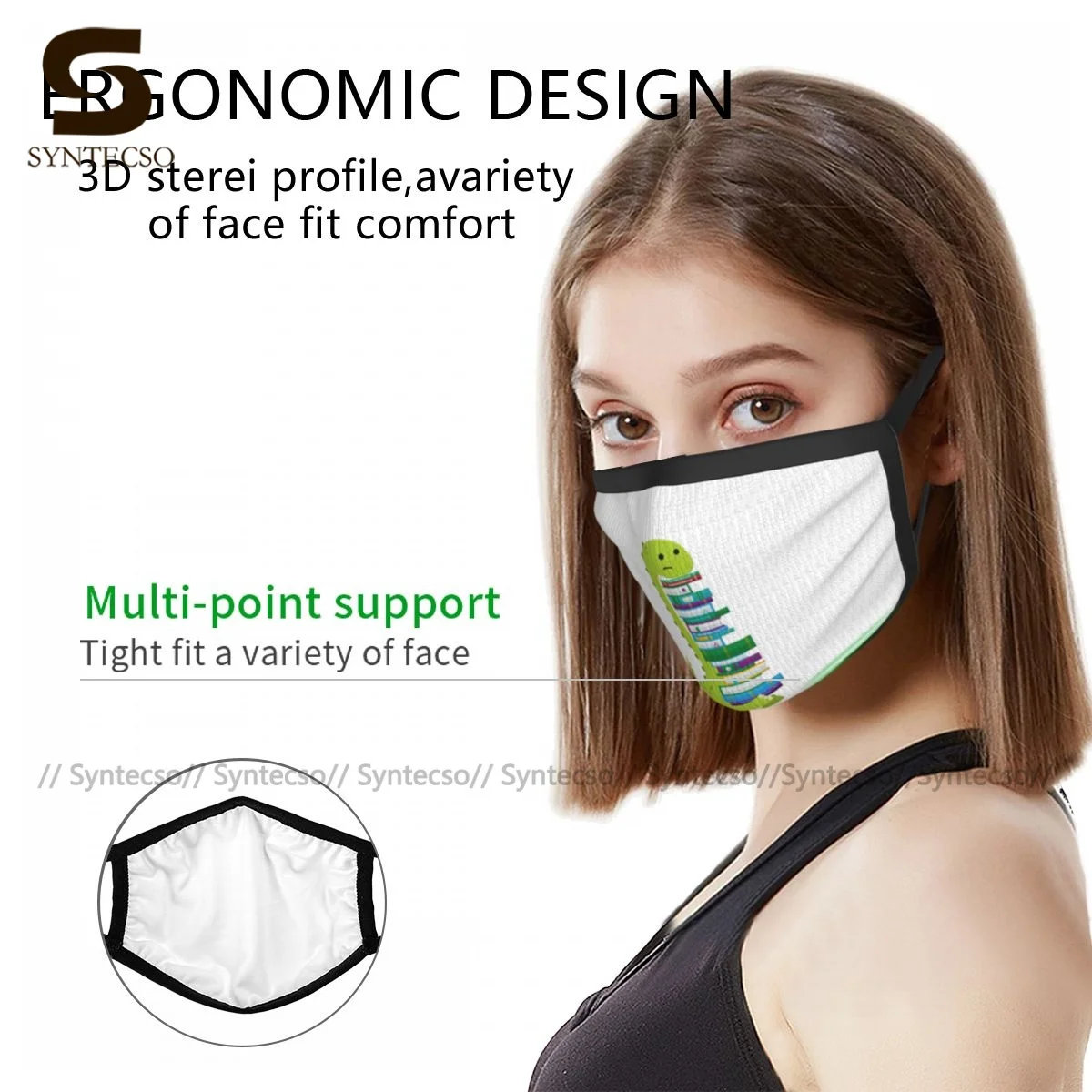 

Dinosaur Face Mask Dropshipping Sublimation Funny Polyester Adults Mouth Facial Mask