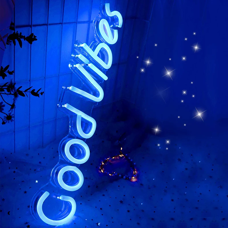 Неоновые вывески Good Vibes светодиодные неоновые с акриловой доской Goodvibes надписью