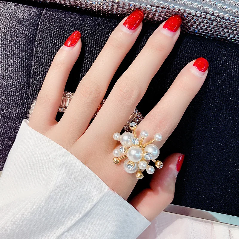 

Pearl ring female students' personality, Japanese, Korean, hipster web celebrity ring opening joints cold wind chic index finger