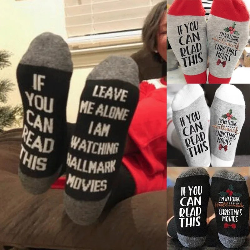 Xmas If You Can Read This Women Sock Wine Letter Socks Funny Christmas Hosiery | Детская одежда и обувь
