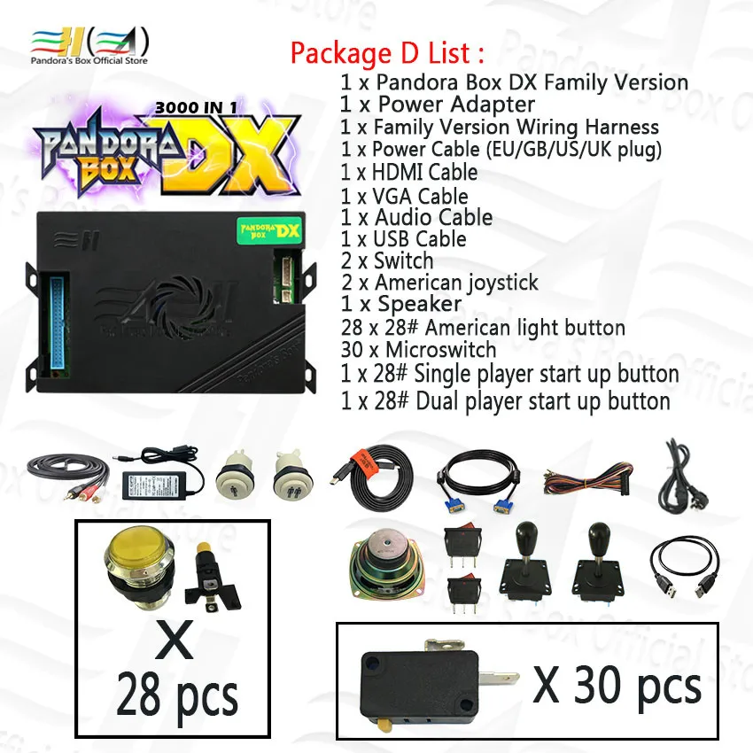 Pandora box DX 3000 в 1 есть 3d игра может сохранить игровой джойстик Кнопка diy kit аркадное