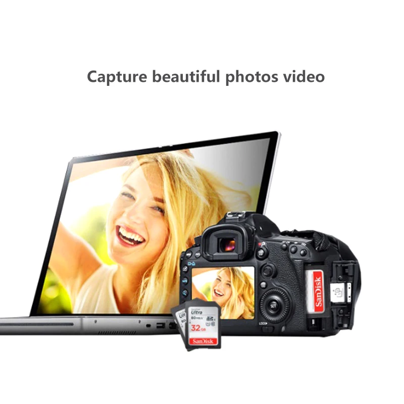 SanDisk Оригинальная карта памяти 32 Гб SD-карта 16 64 128 ГБ C10 SDXC Ultra 80 МБ/с./с.