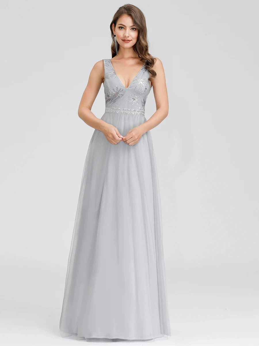 

Женское длинное платье подружки невесты Ever Pretty, Кружевное платье макси без рукавов с цветочным рисунком, для свадьбы