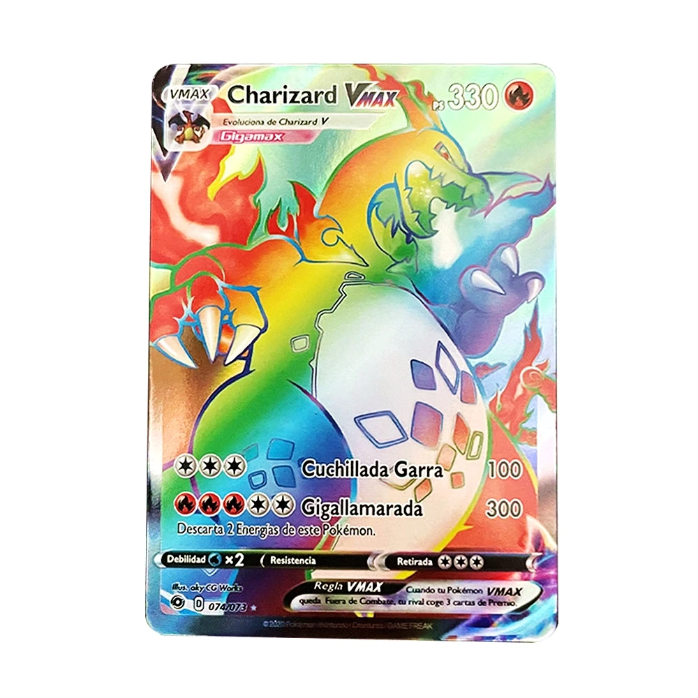 Испанские карты покемона VMAX Charizard Pikachu Покемон блестящая карта Espanol дисплей игра