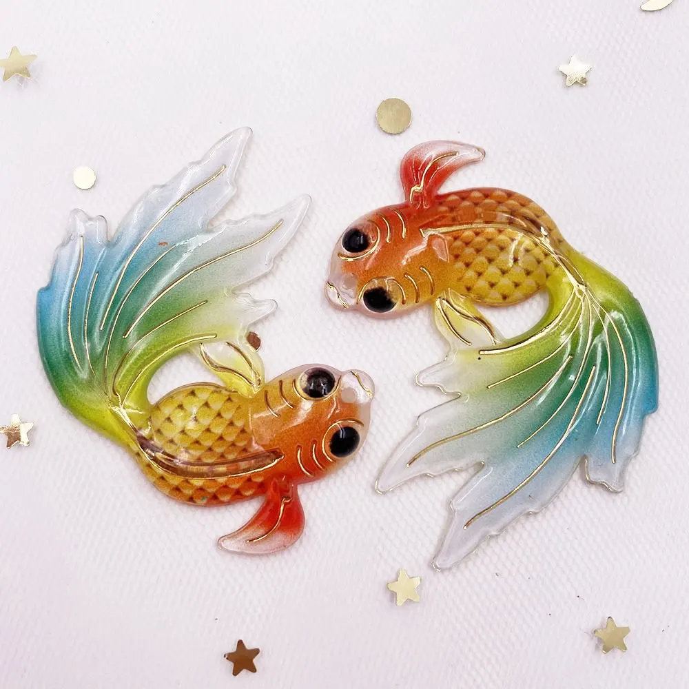 Новинка 8 шт. Смола блестящие красочные большие золотые рыбки плоские стразы для