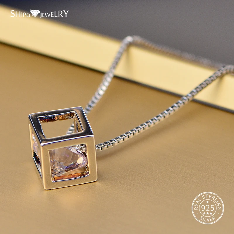 Женское Ожерелье с кулоном из серебра 925 пробы муассанитом|Ожерелья| |