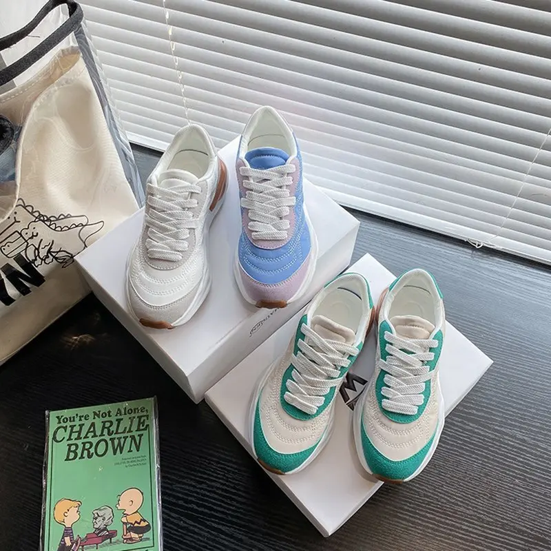

Women Wedges Sneakers 2022 Spring New Designer Luxury Fashion Thick Sport Sole Shoes Comfortable Light Casual Lace Up Footwear