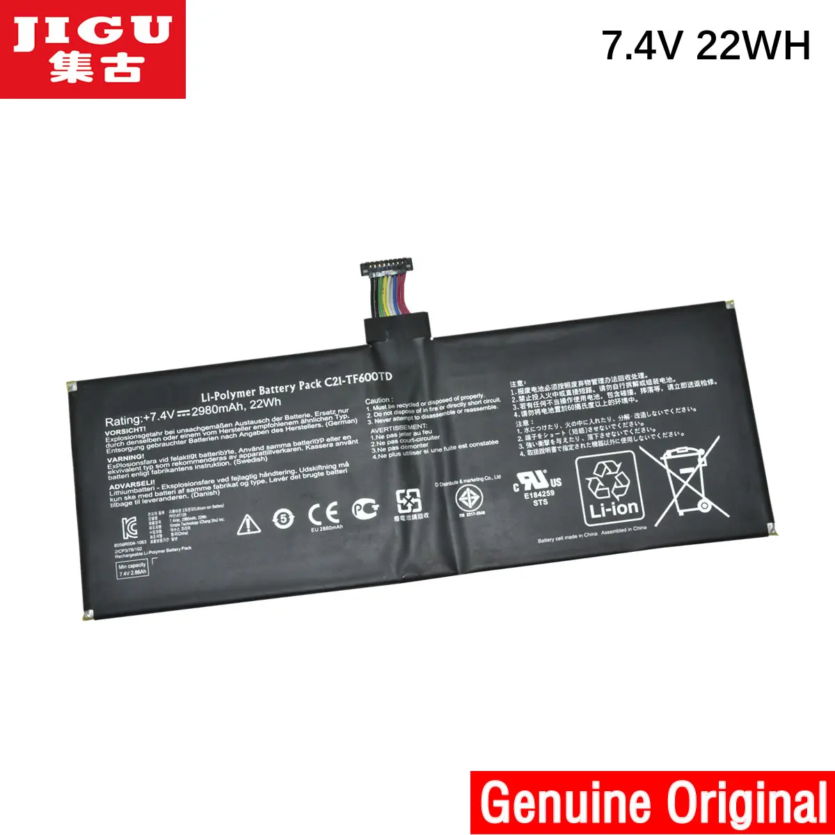 

JIGU C21-TF600TD Original laptop Battery For Asus TF600 TF502T TF600TG TF600TL FOR Vivo Tab TF6P00T 7.4V 22WH 2980MAH