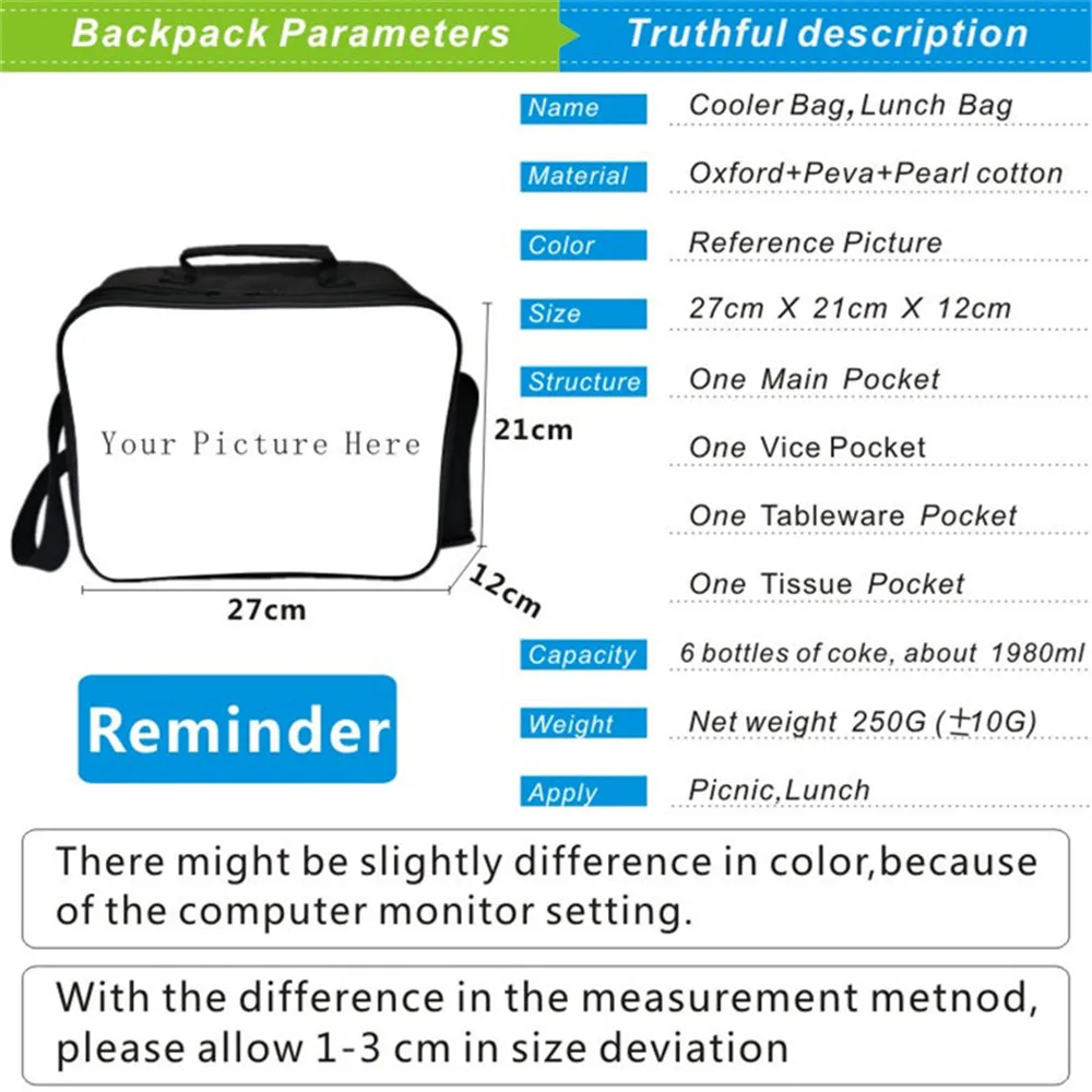 attack on titan lunch bag customize school lunch box boys girls casual travel portable cooler bag free global shipping
