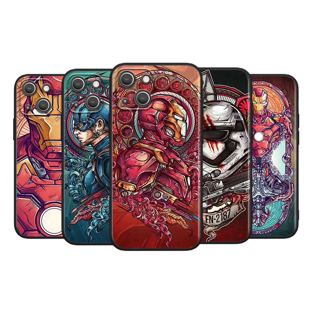 Черный чехол для телефона Мстители Marvel Железный человек Apple iPhone 13 12 Pro Max Mini 11 XS X XR 6