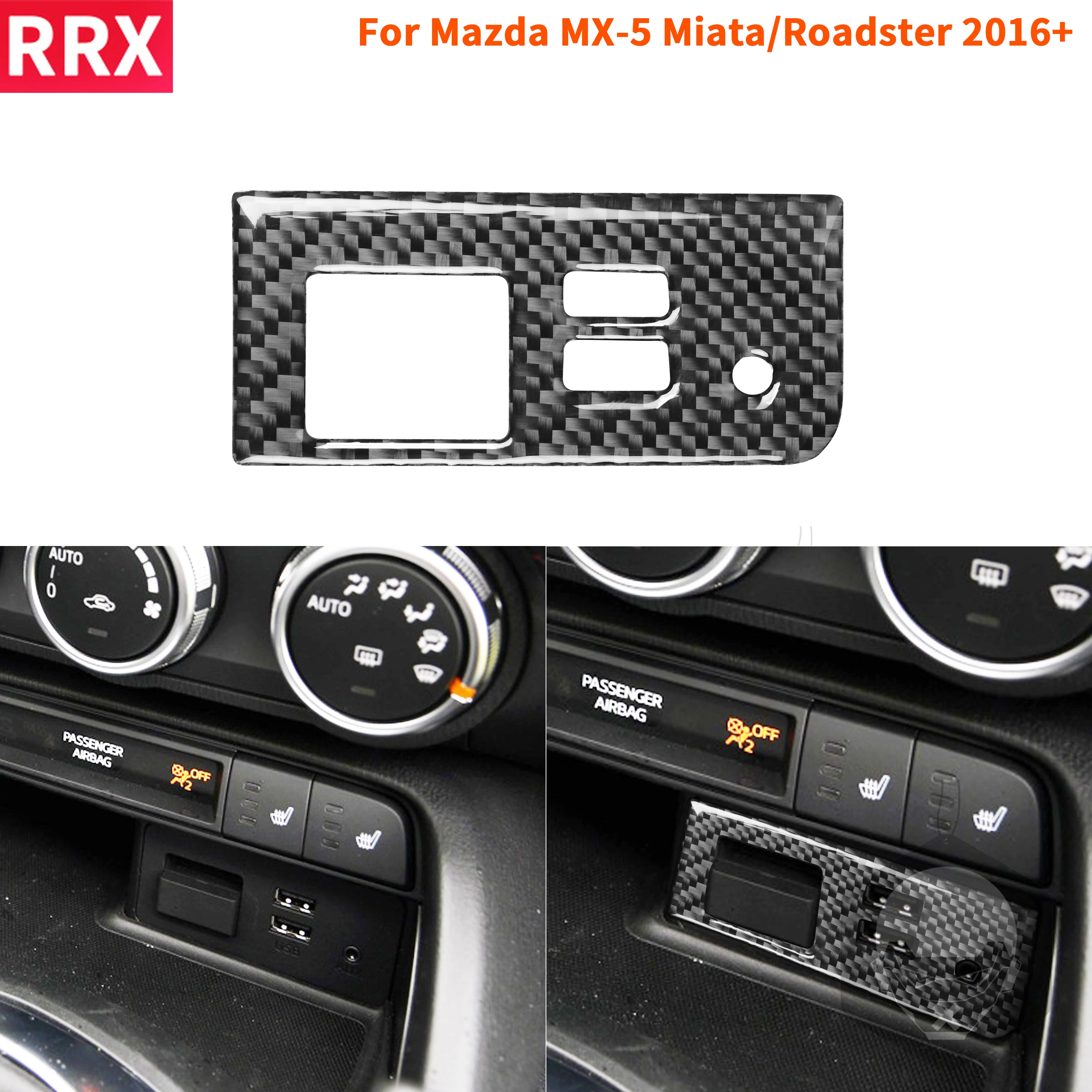 

RRX For Mazda MX-5 Miata Carbon Fiber Center Storage Button Switch Cover Trim Sticker 2016-2020 MX5 ND Interior Car Accessories