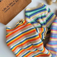 creative dog striped shirt spring and summer pet bottoming shirt fashion cat puppy dog clothes breathable pet dog clothes